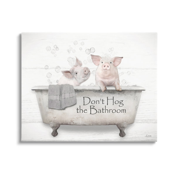 Trinx Hog Bathroom Pigs On Canvas by Lori Deiter Print Wayfair